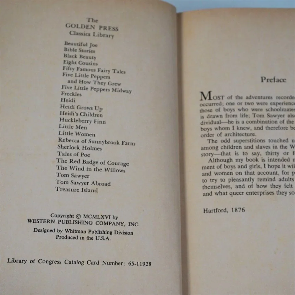 The Adventures of Tom Sawyer By Mark Twain Unabridged Golden Press 1966 HC